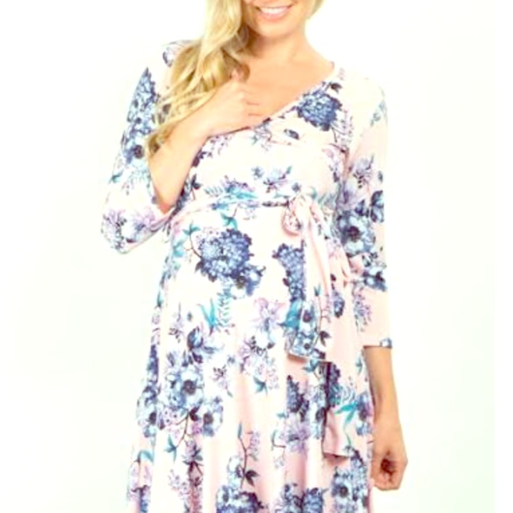 Pink Blush Wrap Dress Maternity Dress Quarter